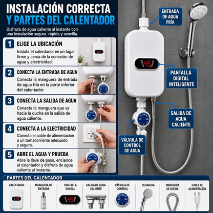 💧 Kit Calentador Digital Pro - Calentador + AquaDucha + Manguera ¡Prepárate para el invierno ! 🔥